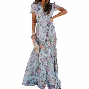 NWT Vici French Flair Floral Wrap Maxi Dress